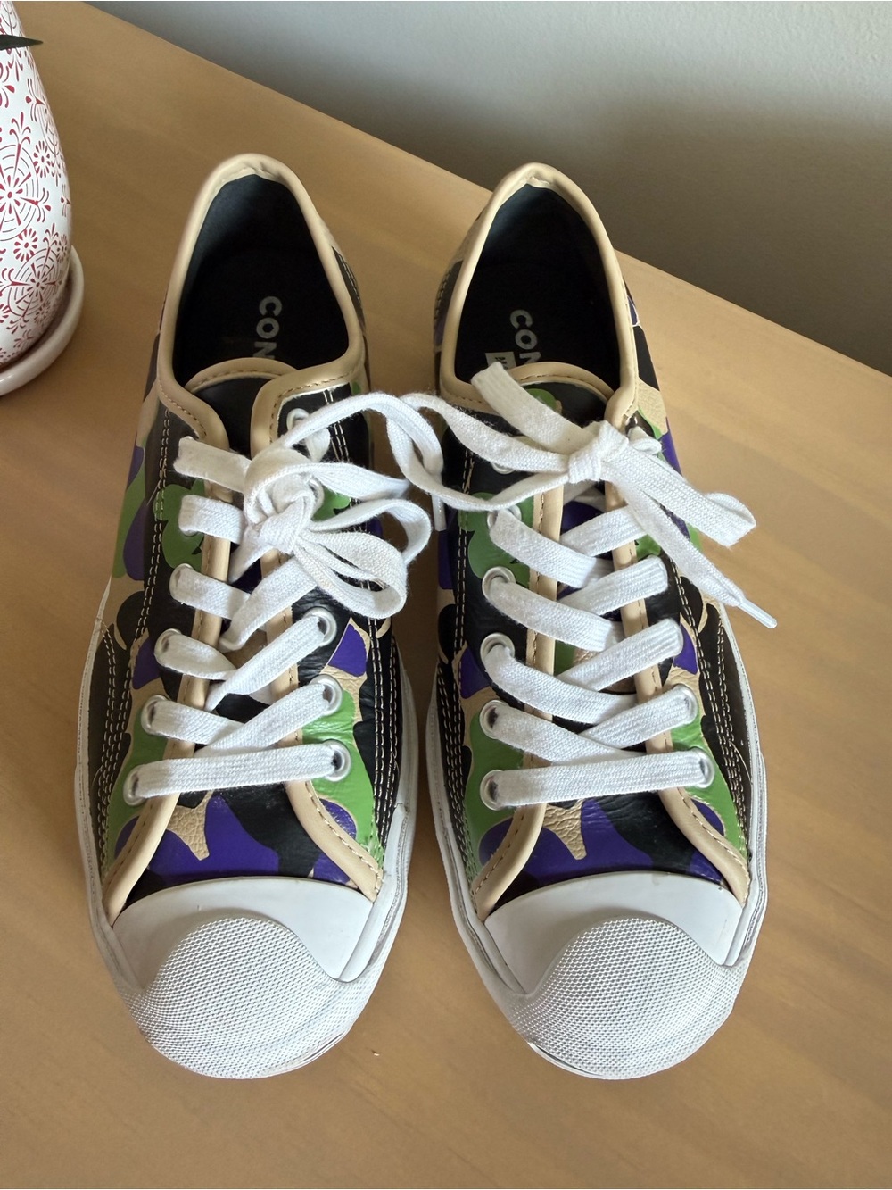 Converse Jack Purcell Low Candied Ginger Camo Sneakers Purple Green Leather 7 - Picture 3 of 15